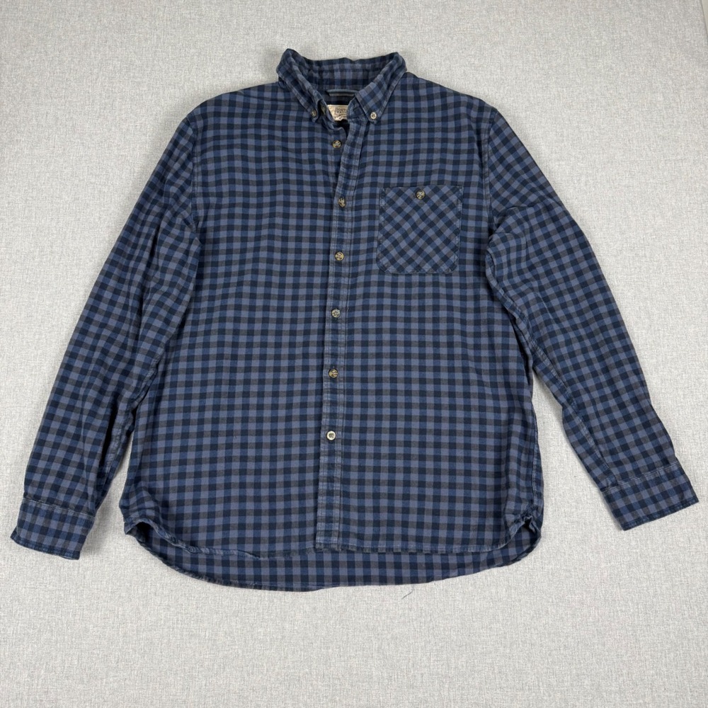 Boston Traders Mens XL Blue Gingham Flannel Shirt Long Sleeve Cotton Plaid